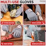 Fortem Gants résistants coupés, 4 Gants kevlar, niveau 5 Gants de coupe de protection pour la découpe d'huîtres, Gants pour les travaux de cuisine pour les chefs, grade alimentaire, EN388 Certifié (grand)