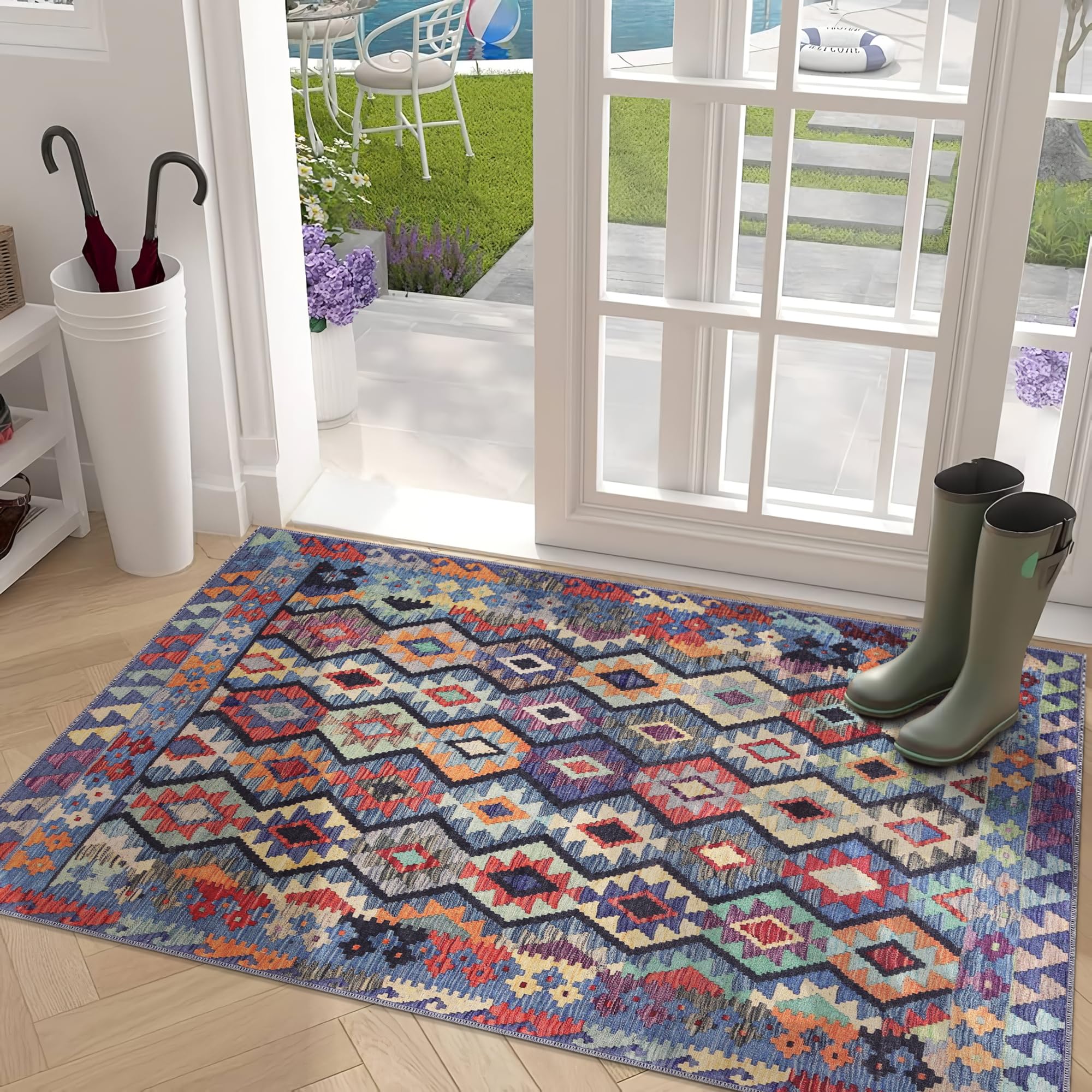 Loomx - Tappeto tradizionale turco lavabile in lavatrice, per cucina, camera da letto, corridoio, soggiorno, camera dei bambini, design classico orientale (80 x 150)