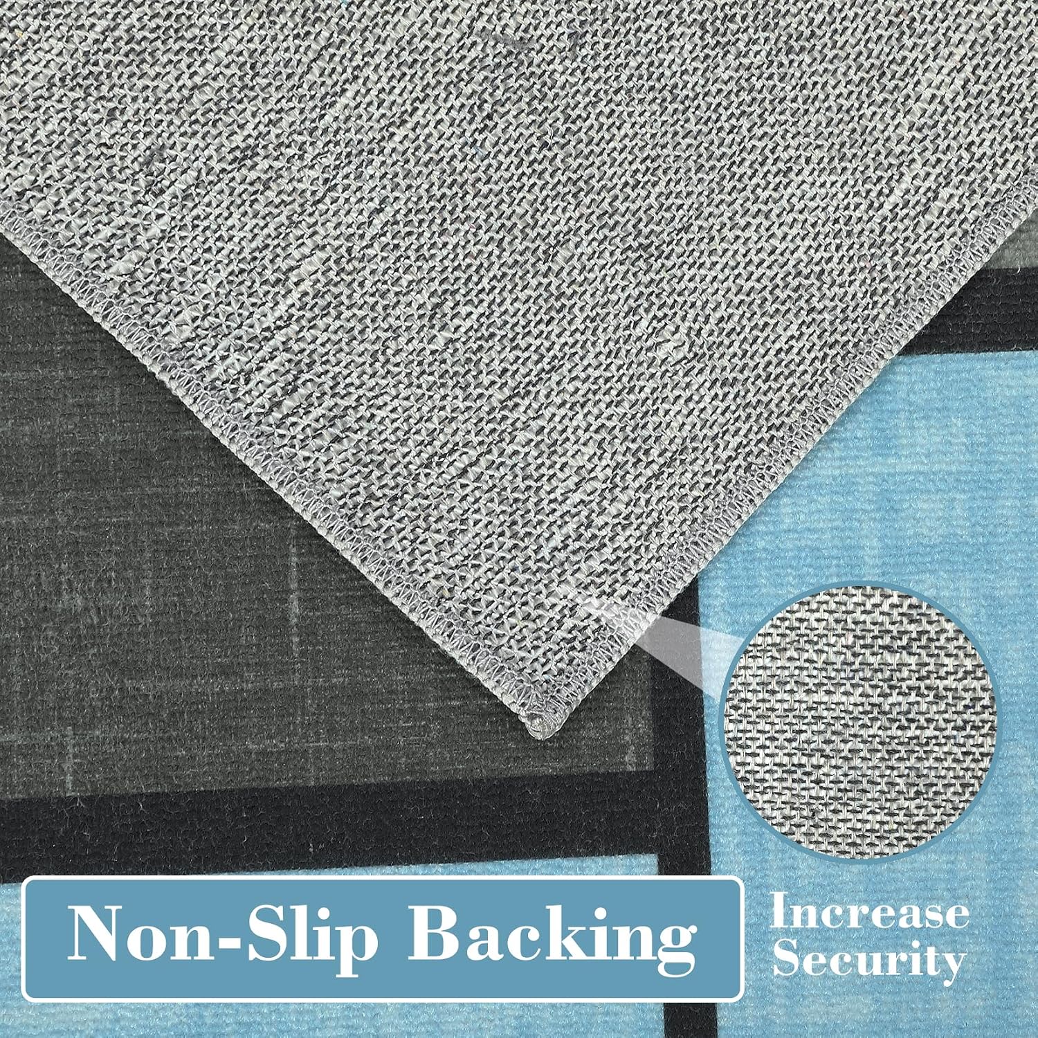 GlowSol Area Rugs 9x12 Living Room Machine Washable Rugs Geometric Modern Rug Non Slip Carpet for Bedroom Large Area Rug Stain Resistant Throw Rugs Classroom Office Rug Sky Blue 9'x12'