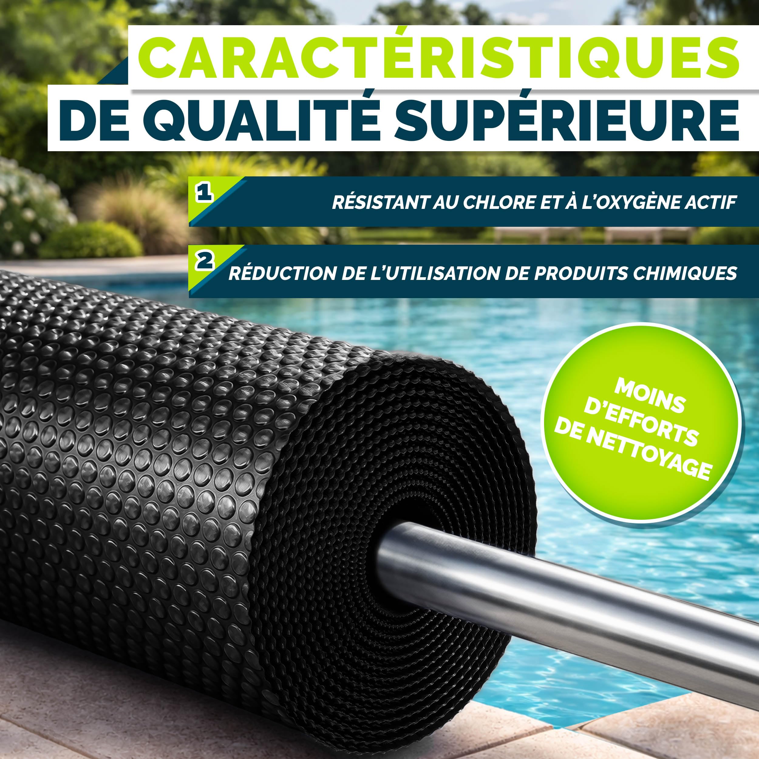 tillvex Bâche à Bulles pour Piscine | Bâche de Protection Solaire de 120 µm d'épaisseur | Découpe individuelle | Chauffage de Piscine pour Eau Chaude (Noir, 366 cm (Ronde))