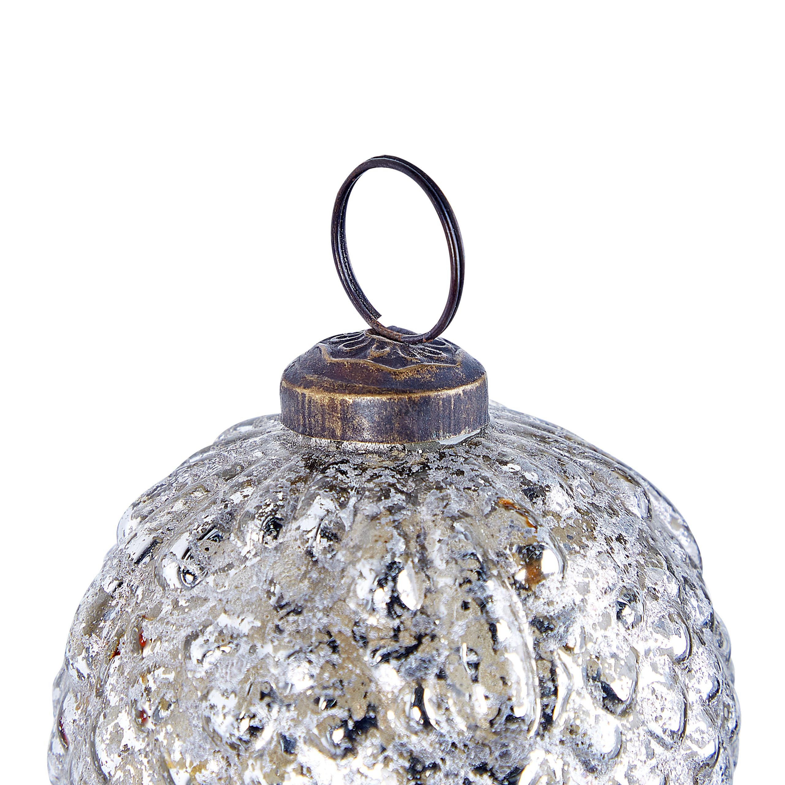 Christbaumschmuck 6er Set Glas Silber Weihnachtskugeln handgemacht Argentin