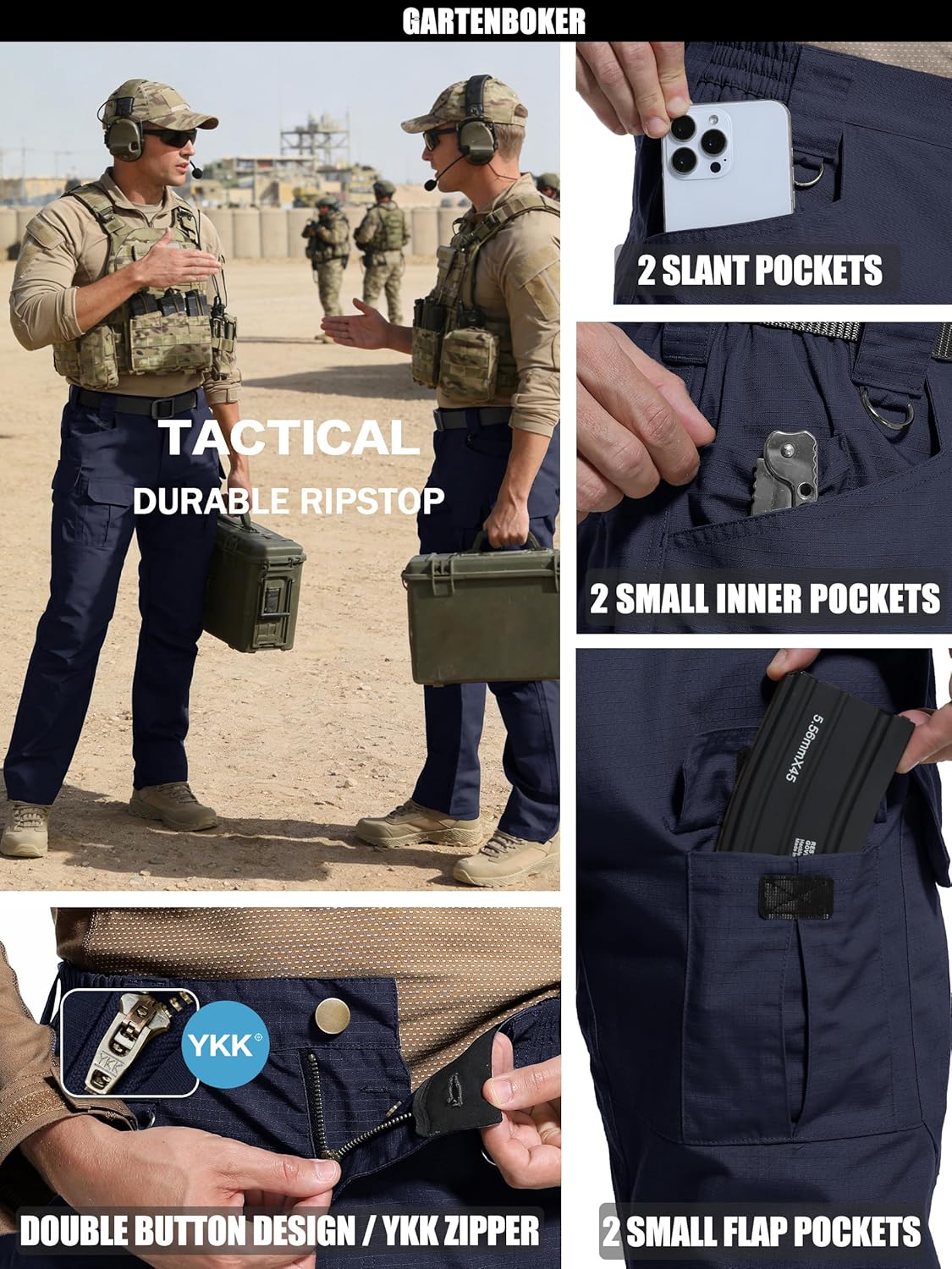 Men's Ripstop Tactical Pants Water Resistant Cargo Pants Outdoor Lightweight EDC Hiking Work Construction Pants