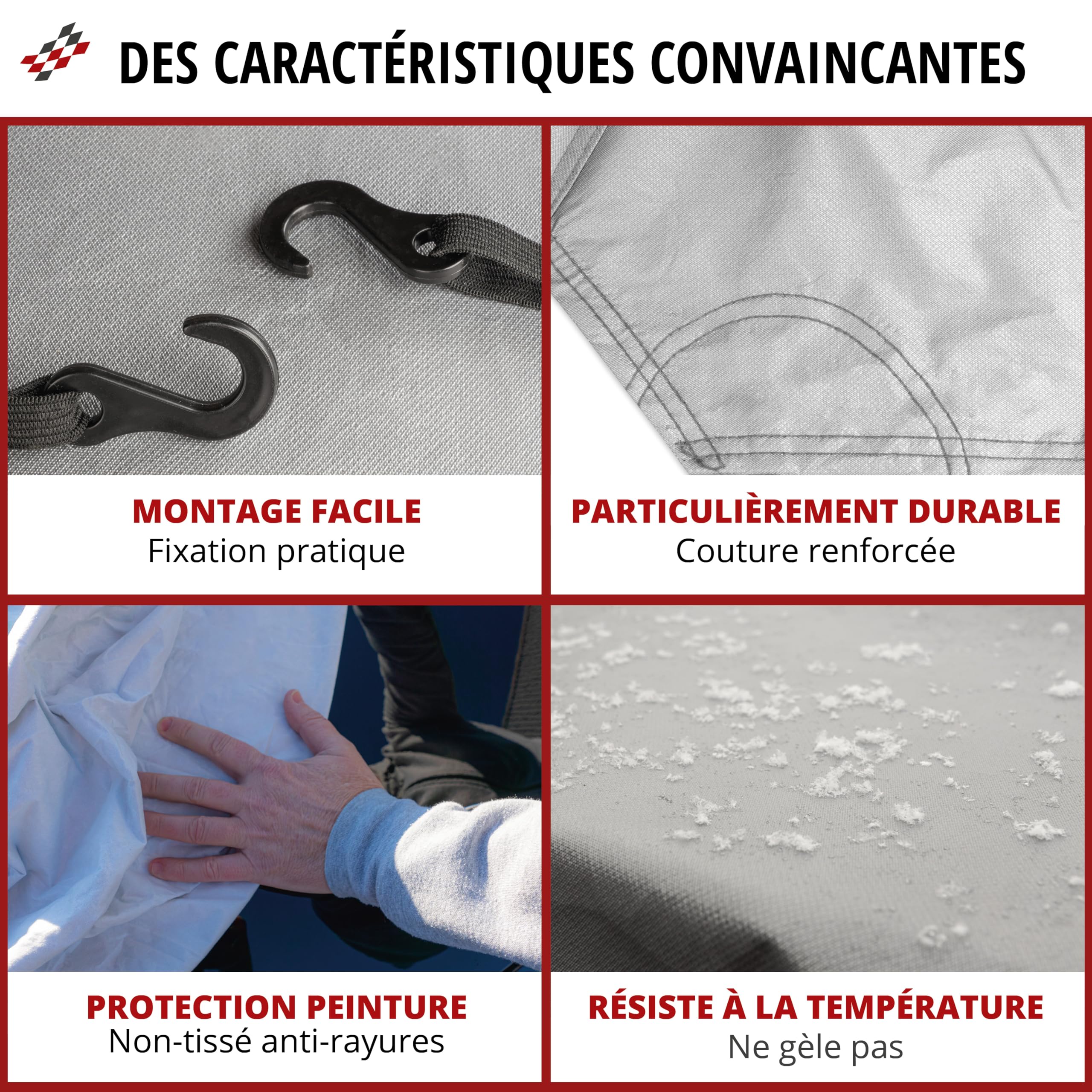 WALSER Bâche de Protection pour Voiture All Weather, 100% bâche Voiture imperméable, Housse Voiture imperméable, Bâche de Voiture Demi-bâche Taille 2 Argent