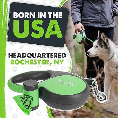 Miniatura 9 de Mighty Paw Correa retráctil con soporte integrado para bolsa de excremento  Correa retráctil de 16 pies de largo para perros pequeños, razas