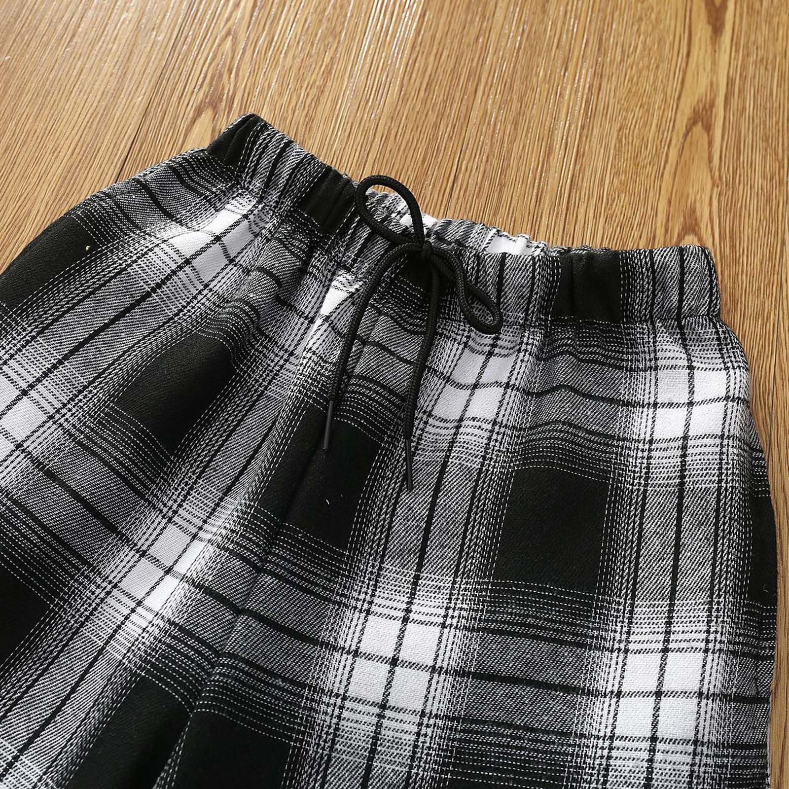 Pyjamahose Mädchen Freizeithose Kinder, Kariert Karomuster Locker Bequeme Hose mit elastischem Bund, Vielseitig Kombinierbar Casual Hose für Alltag, Schule, Freizeit & Outdoor 5-12 Jahre