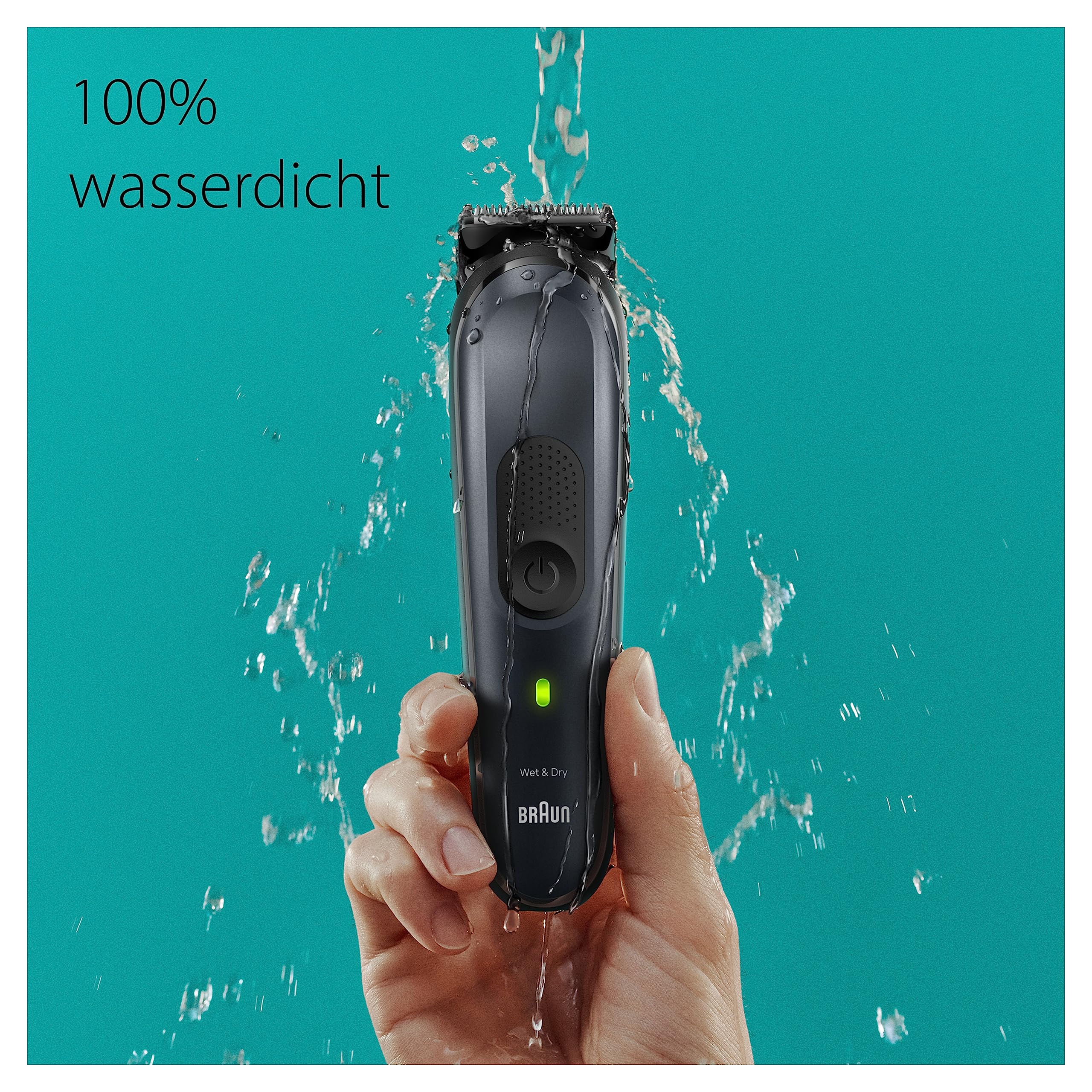 Braun All-In-One Trimmer-Set 7, 17-in-1 Multigroom, Barttrimmer, Nasenhaartrimmer, Haarschneidemaschine für Gesicht, Kopf und Körper, 100 Min Akku, 14 Längen (3–21 mm), Wasserdicht, MGK7491, Schwarz