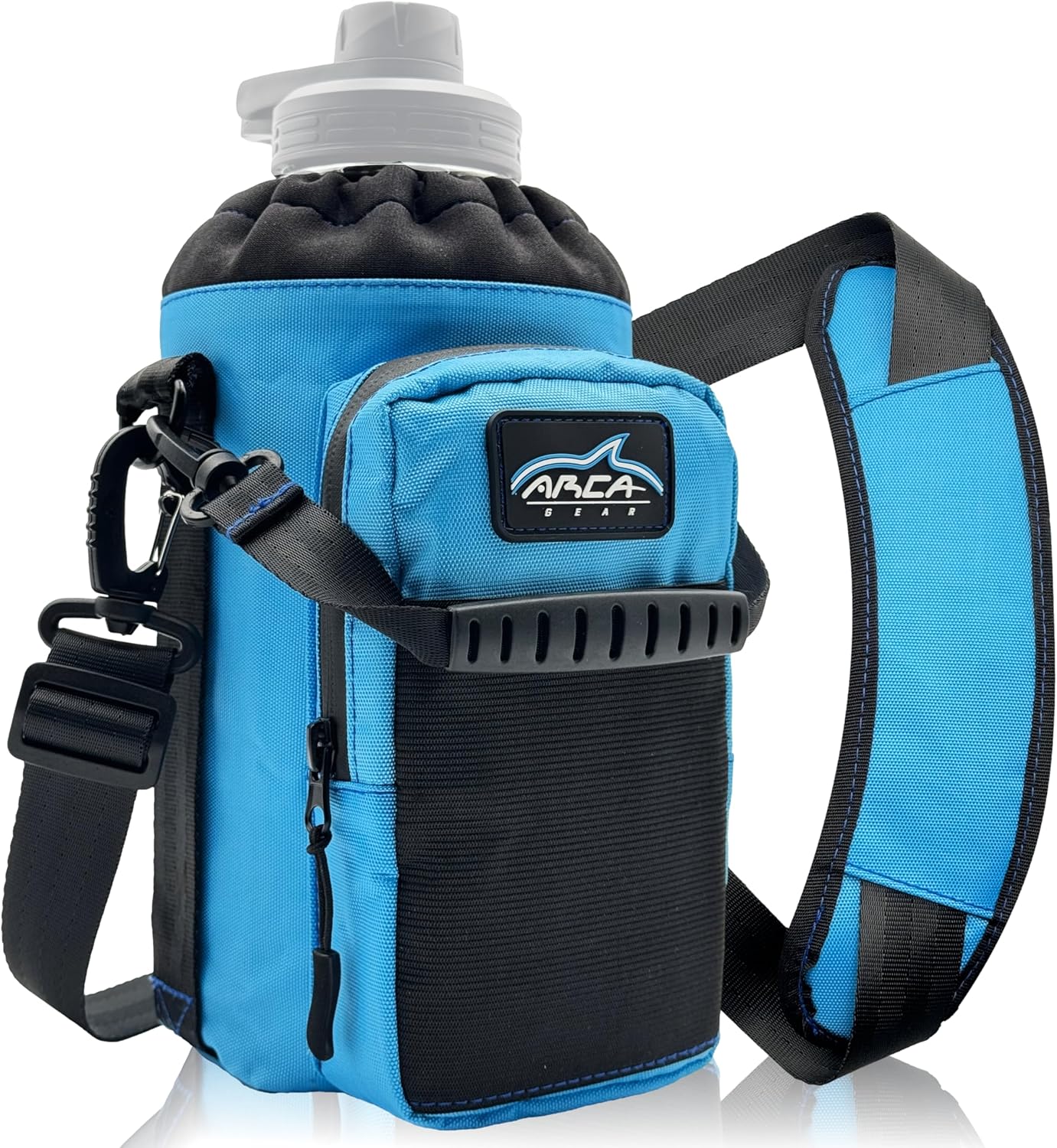 Arca Gear 64 OZ Hydro Carrier Large - Insulated Water Bottle Sling w/Carry Handle, Shoulder Strap, Wallet and Two Pouches - The Perfect Flask Accessory