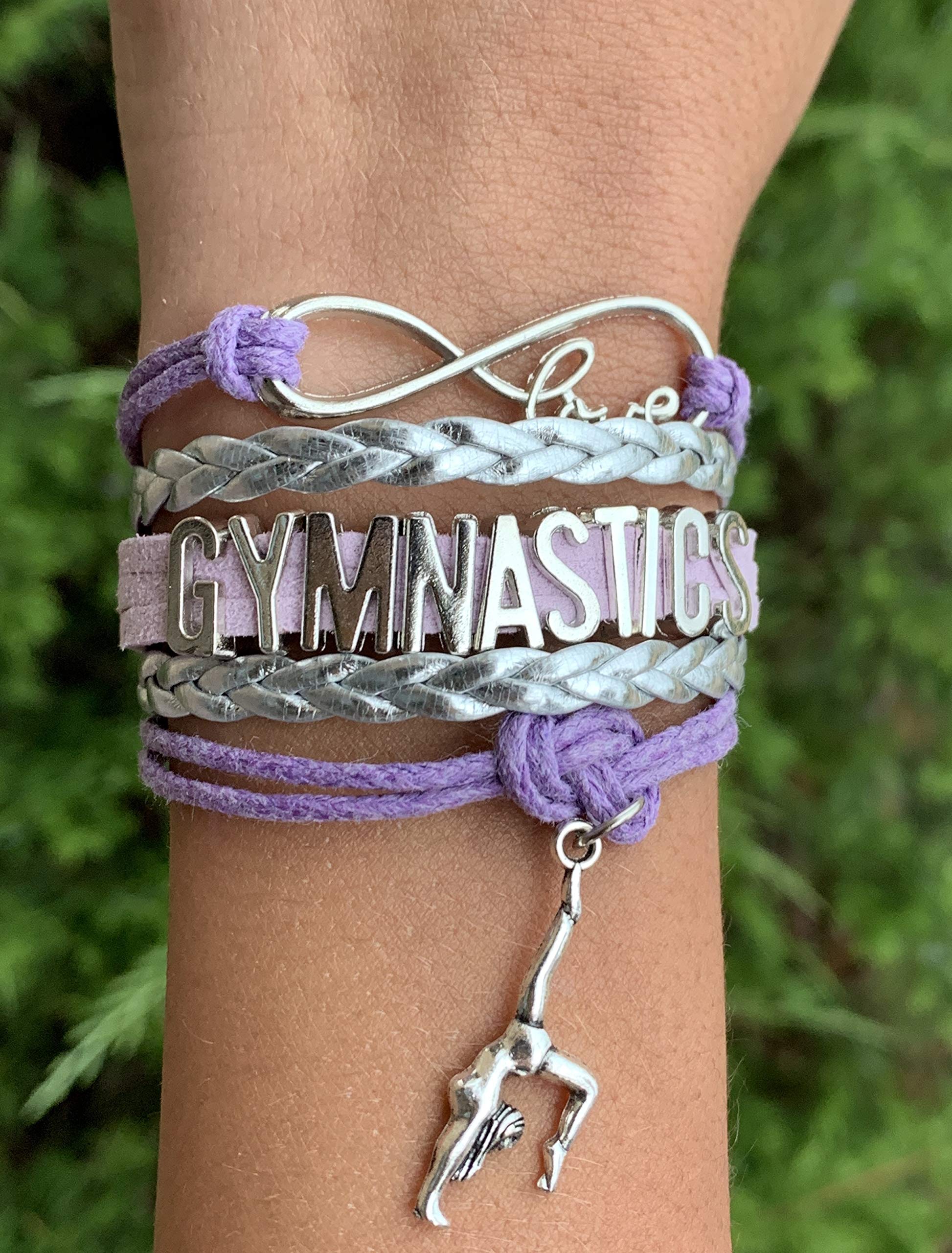 Gymnastics Love Infinity Charm Bracelet - Jewelry Gift for Gymnast