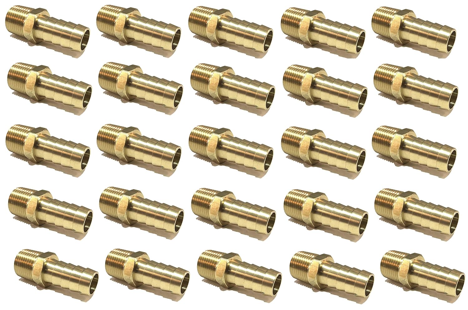 1/2" Hose ID to 3/8" Male NPT MNPT Straight Brass Fitting Fuel/AIR/Water/Oil/Gas/WOG (Qty 10)