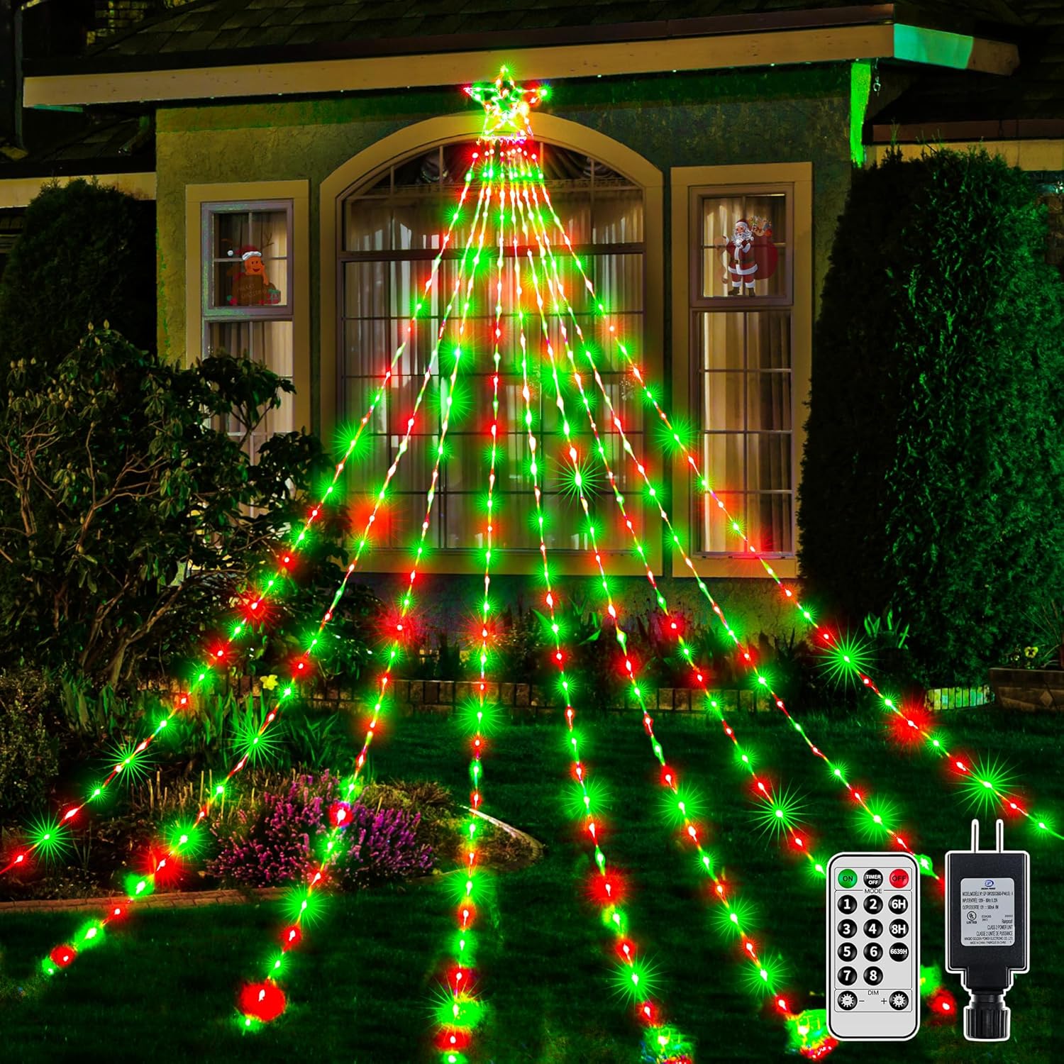 Ollny Christmas Lights Outdoor 352LED 11.5FT, Red and Green Christmas