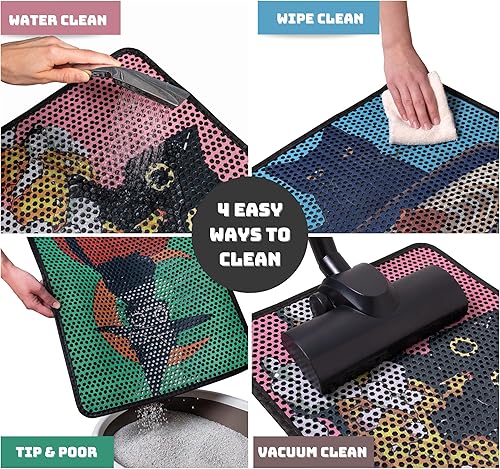 Miniatura 6 de Bastet - Tapete de arena para gatos de 30 x 24 pulgadas, doble capa XL, tapete de arena para gatos, tapete para atrapar arena, a prueba de agua y