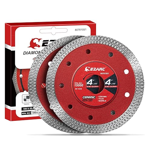 EZARC Hoja de diamante súper fina de 4 pulgadas, hojas de sierra de diamante para amoladora angular, hoja de azulejos de 4 pulgadas para corte