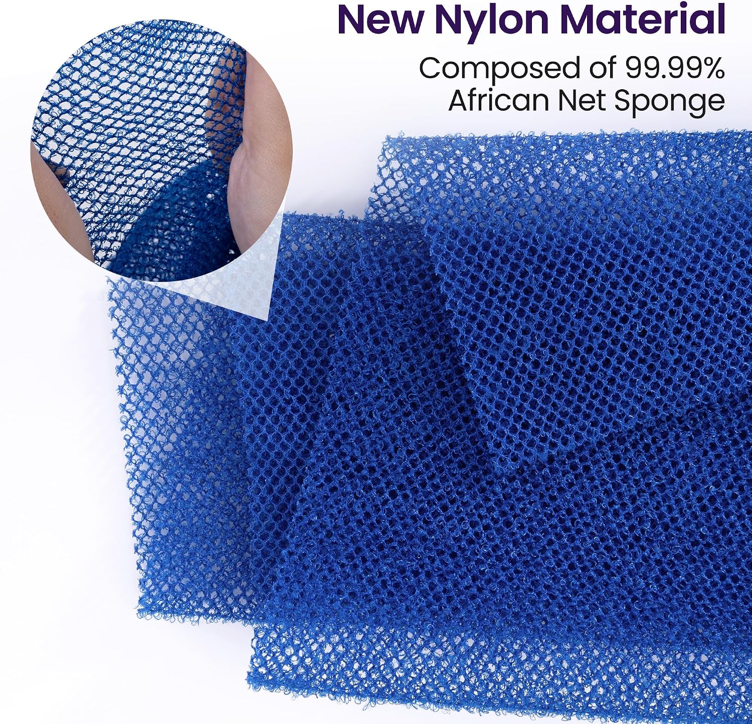 African Bath Sponge African Net Long Net Bath Sponge Exfoliating Shower Body Scrubber Back Scrubber Skin Smoother,Great for Daily Use (Black,Blue,Coffee) 3 Pack image 2