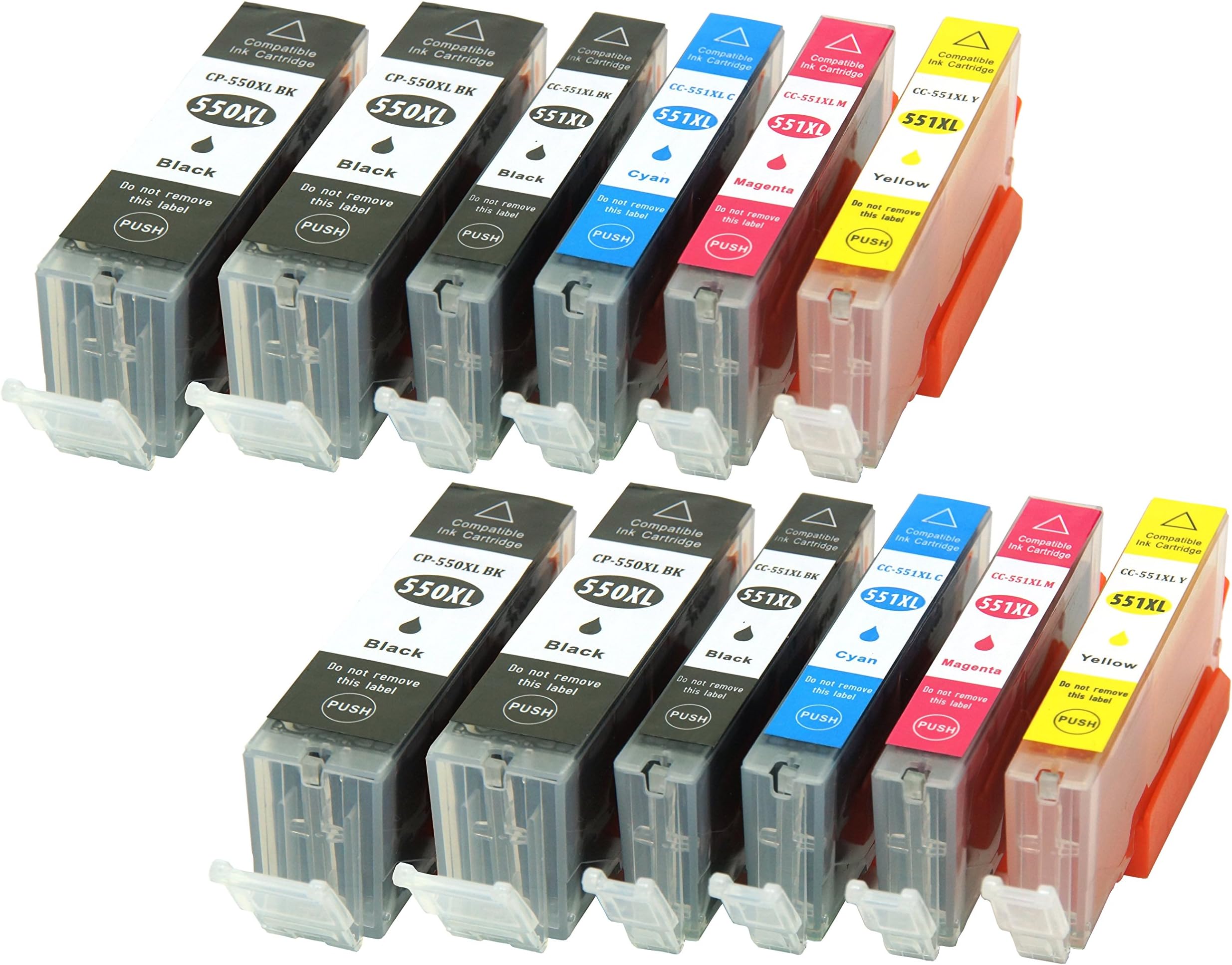 12 cc Series Printer Ink Cartridges for Canon PGI550 With chip and level indicator for Canon Pixma IP7200, IP7250, MG5600 MG5400, MG5500, MG5550, MG5650, MG5655 Compatible With PGI550BK CLI551BK/CLI551 °C/CLI551 M/CLI551Y