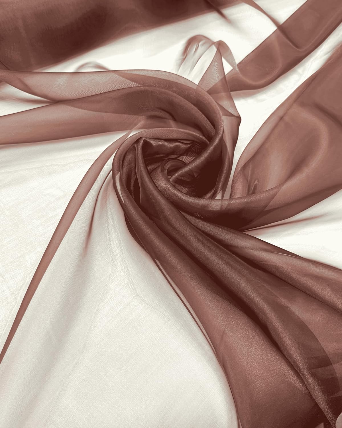 Sheer Organza Fabric by The Yard for Sewing Fashion Wedding Dress DIY Event Decorations, 60’’ Wide Sparkle Silky Crystal Organza Fabric (Brown, 10 Yard)