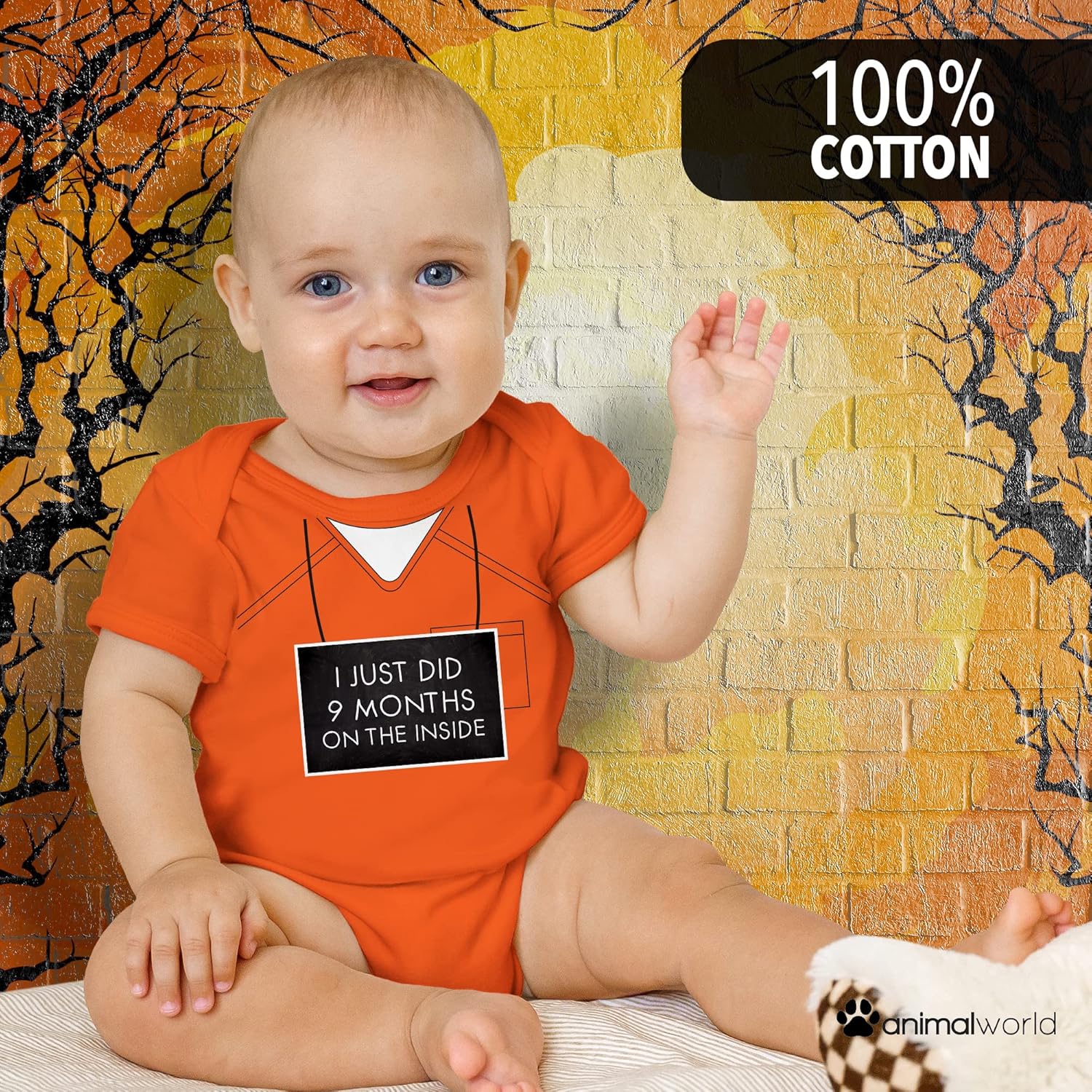 Old Glory 9 Months Inside Prisoner Inmate Costume Orange Soft Baby One Piece - 12-18 Months