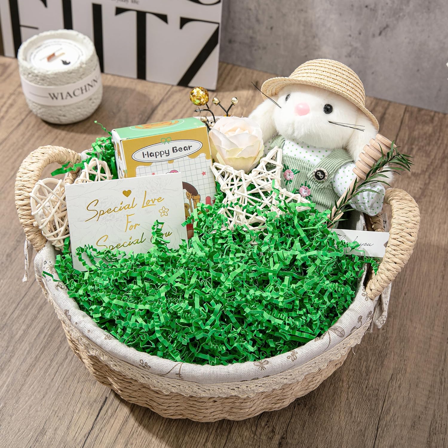 Mefleet 1 LB Crinkle Cut Paper Shred Filler Green Crinkle Shredded Paper for Gift Box - Gift Basket Bag Filler - Grass Cushion Stuffing for Christmas Holiday Packaging Wrapping - Image 3