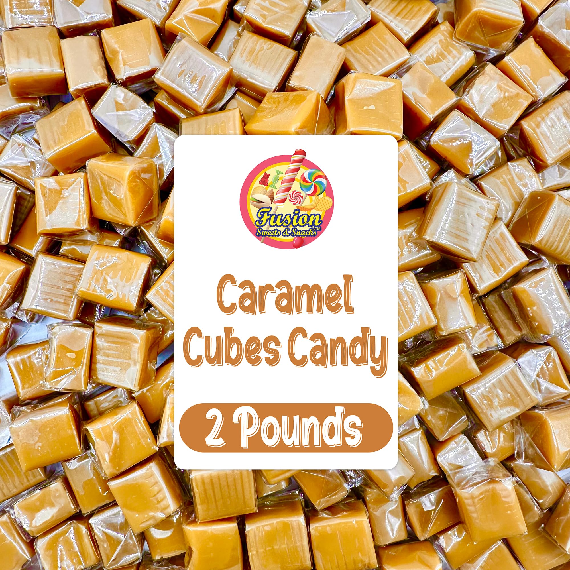Caramel Cubes Candy Individually Wrapped - 2 Pound Bulk Bag - Caramel Candy Soft Classic Chewy Candy For Baking, Holidays Or Any Occasion