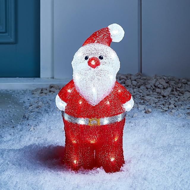 Lights4fun Light Up LED Santa Christmas Acrylic Figure for Indoor Outdoor Use