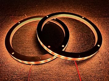 2PCS 8 RGB Car LED Speaker Ring Lights Coaxial Speaker Rings Decorative Light Kit Multi-Colors Changing Coaxial Lights Spacer Ring Light Bluetooth/Remote Control