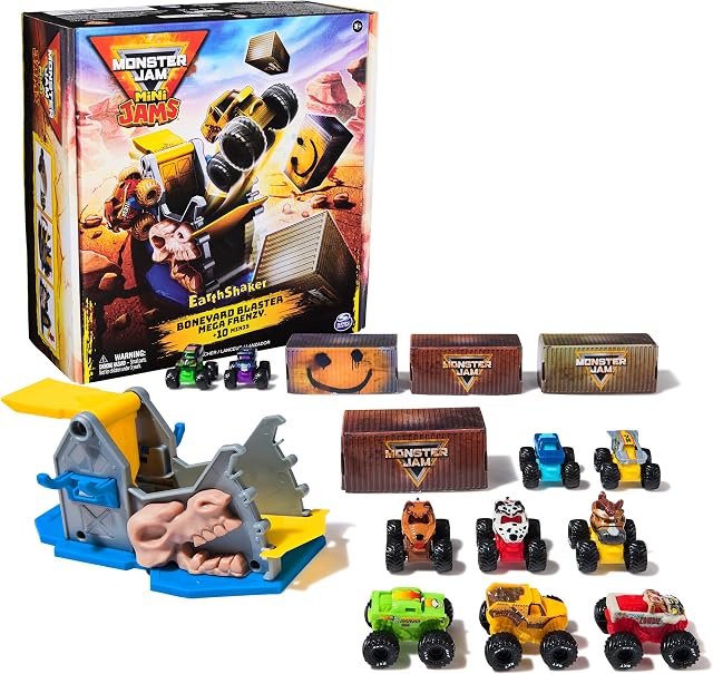 Monster Jam Earthshaker Boneyard Blaster Mega Frenzy Playset