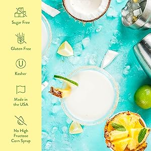 Jordan's Skinny Mixes Syrups, Pina Colada, Cocktail Mix, 32 Ounces (Pack of 2), Flavoring for Cocktails, Mocktails, Frozen Drinks, & Flavored Beverages