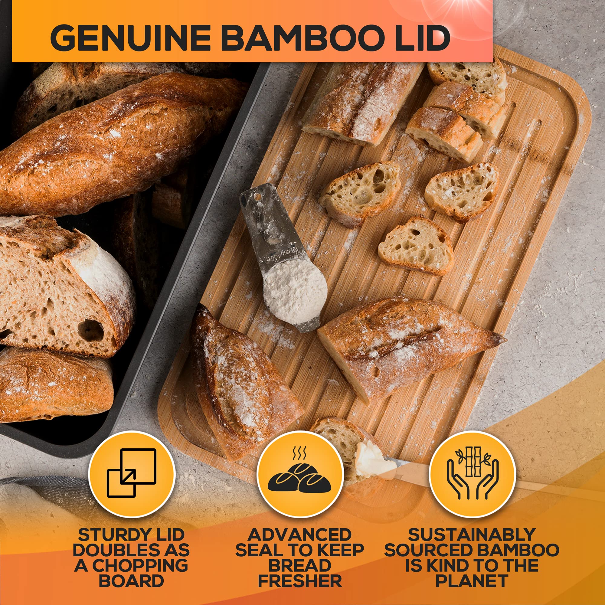 Large Bread Box Bamboo Fiber Bread Box Big Bread Box with Airtight