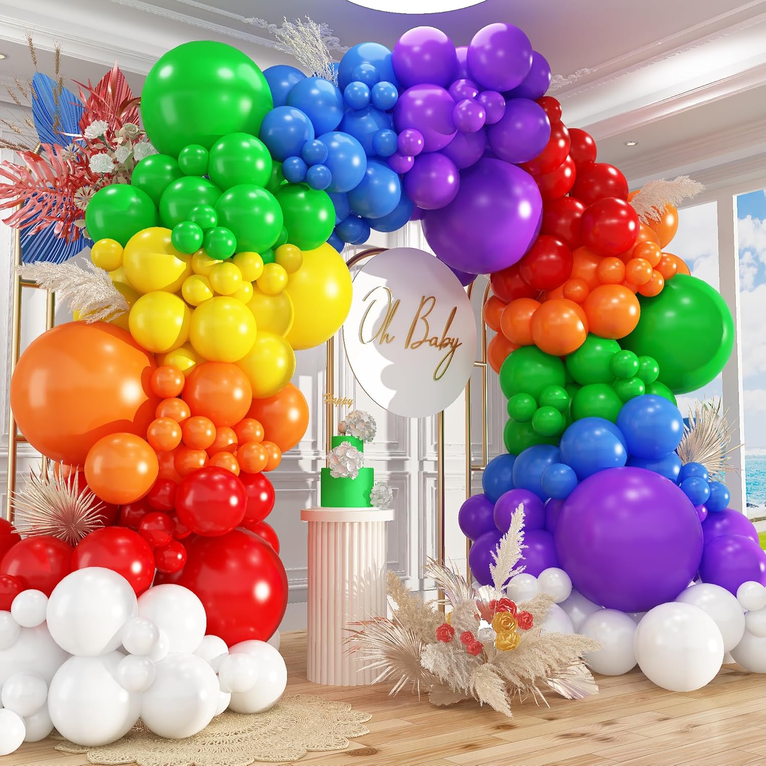 412pcs Rainbow Balloon Arch Kit Assorted Colors 18 12 10 5 Inch, Different Sizes Matte Latex Colorful Balloons for Baby Shower Birthday Wedding Party Decorations Multicolor - 412 5/10/12/18 Inch