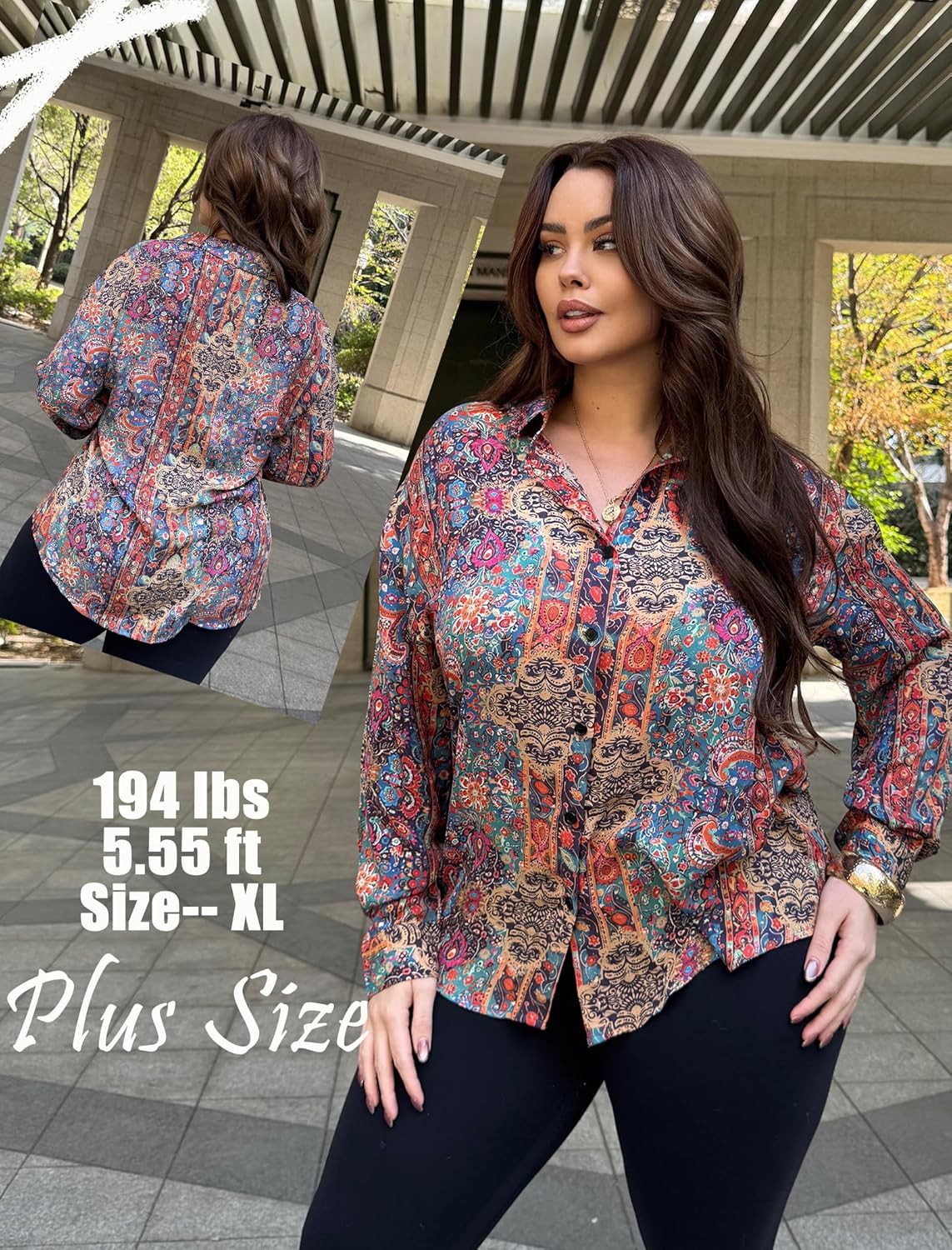 Zeagoo Button Down Shirts for Women Dressy Casual Floral Printed Collared Chiffon Blouse Long Sleeve Business Work Tops - Image 4