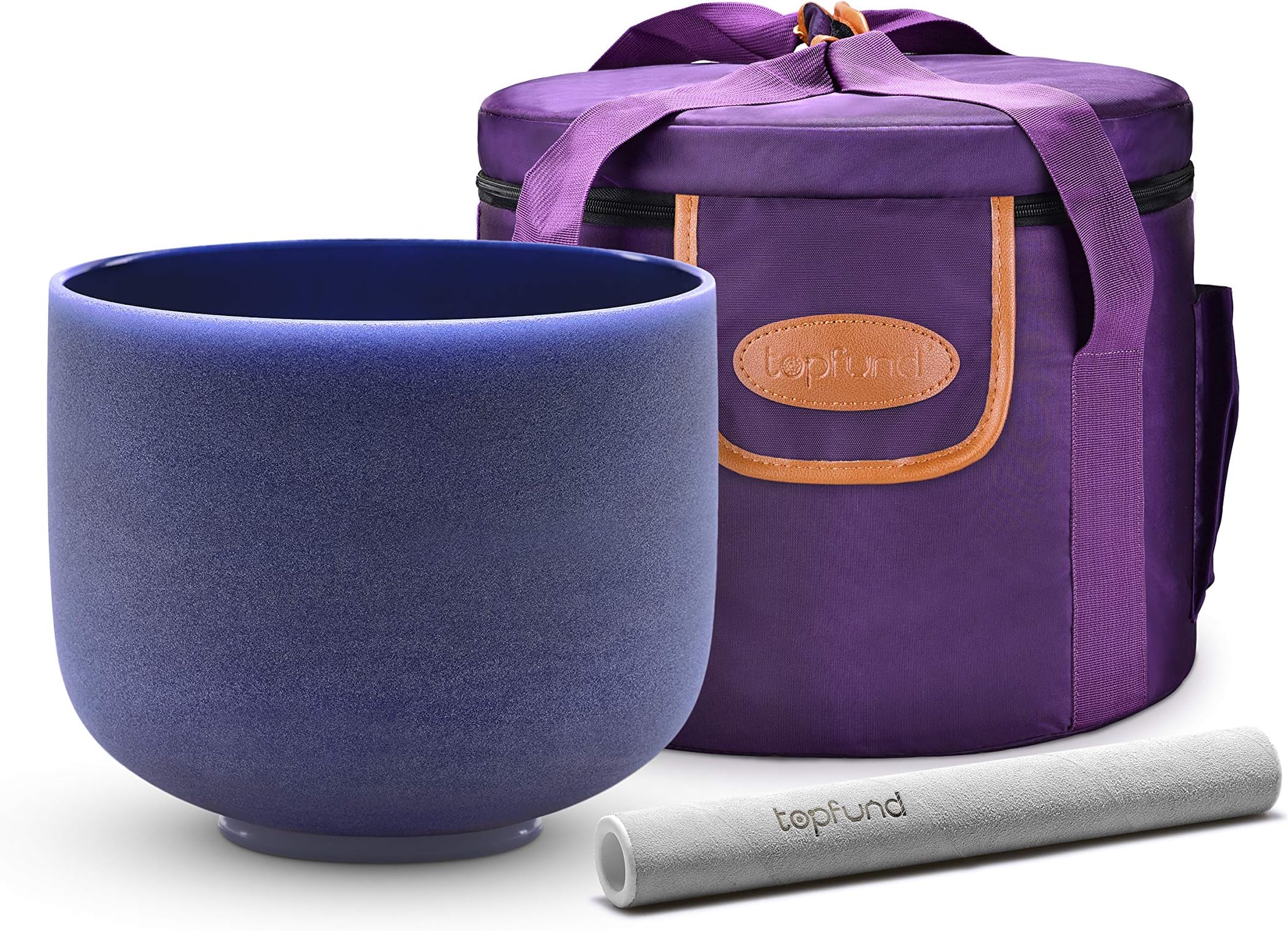 TOPFUNDIndigo A Note Crystal Singing Bowl Third Eye Chakra 8 inch with Carrying Case and Suede Mallet