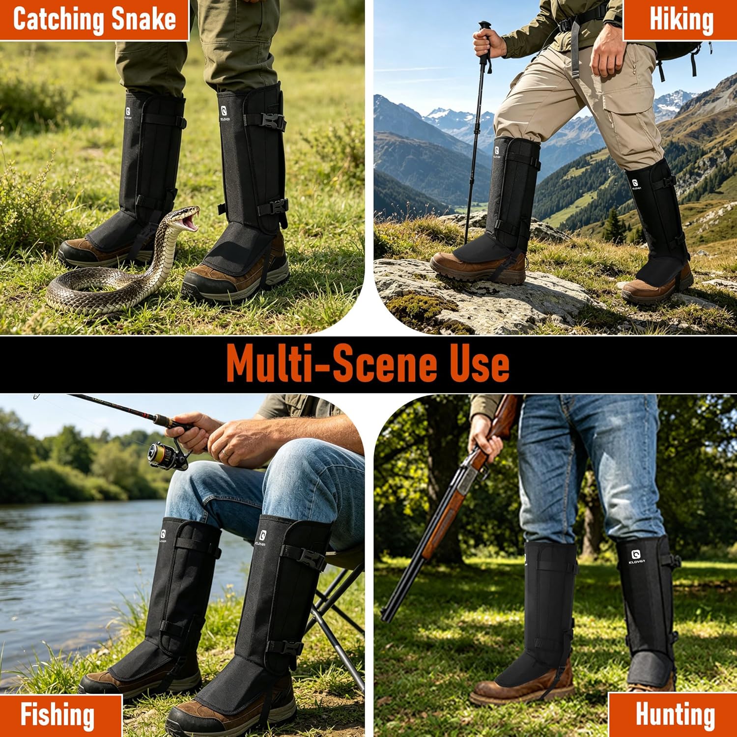 IC ICLOVER Snake Guards, New Upgraded Lightweight Stab-Resistant Snake Gaiters Proof Leggings, Protects Against Snake Bite of All Types of Rattlesnakes, Adjustable Size Fits for Men