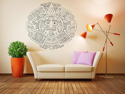Decoración de pared de la habitación de arte de vinilo adhesivo mural Mandala azteca nativo Dios grande grande grande AS216