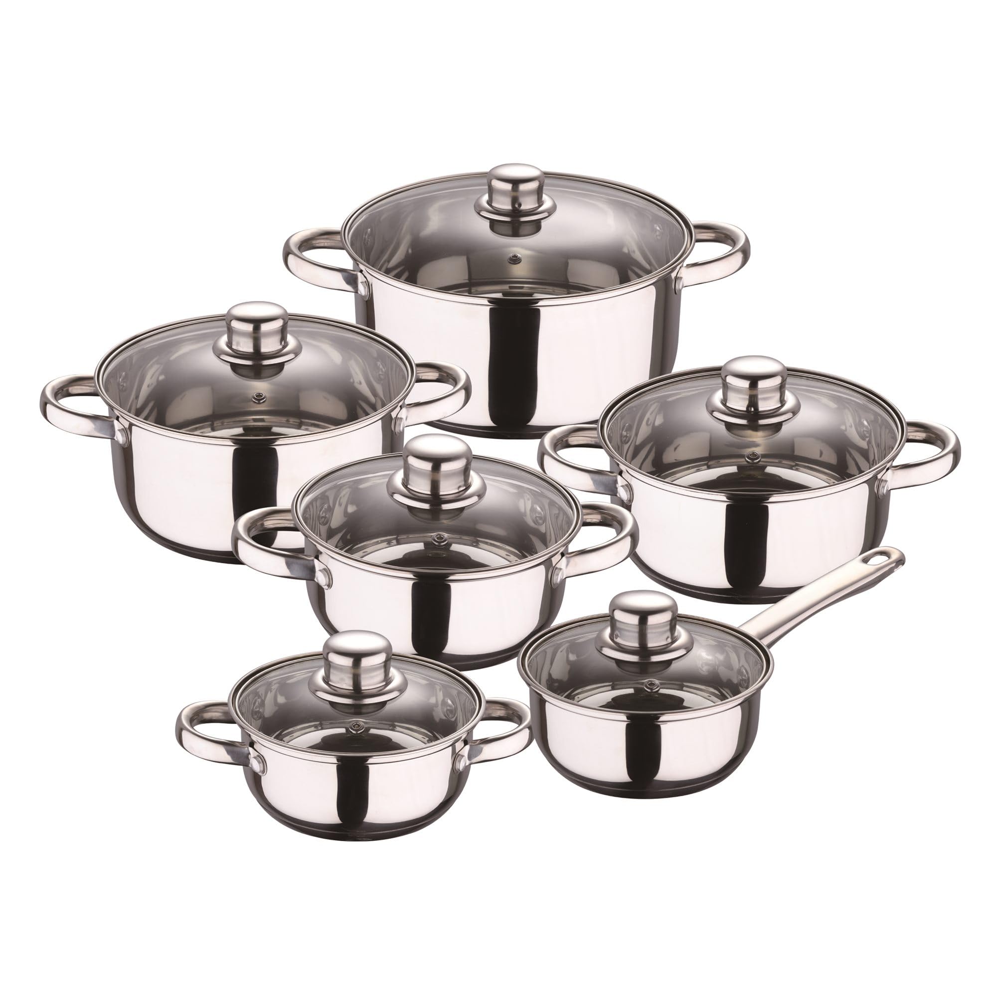 San Ignacio Kochgeschirr-Set, 12-teilig, aus Edelstahl, verchromt, Kollektion Cassel+, 5-teiliges Küchenutensilien-Set aus Silikon und Holz