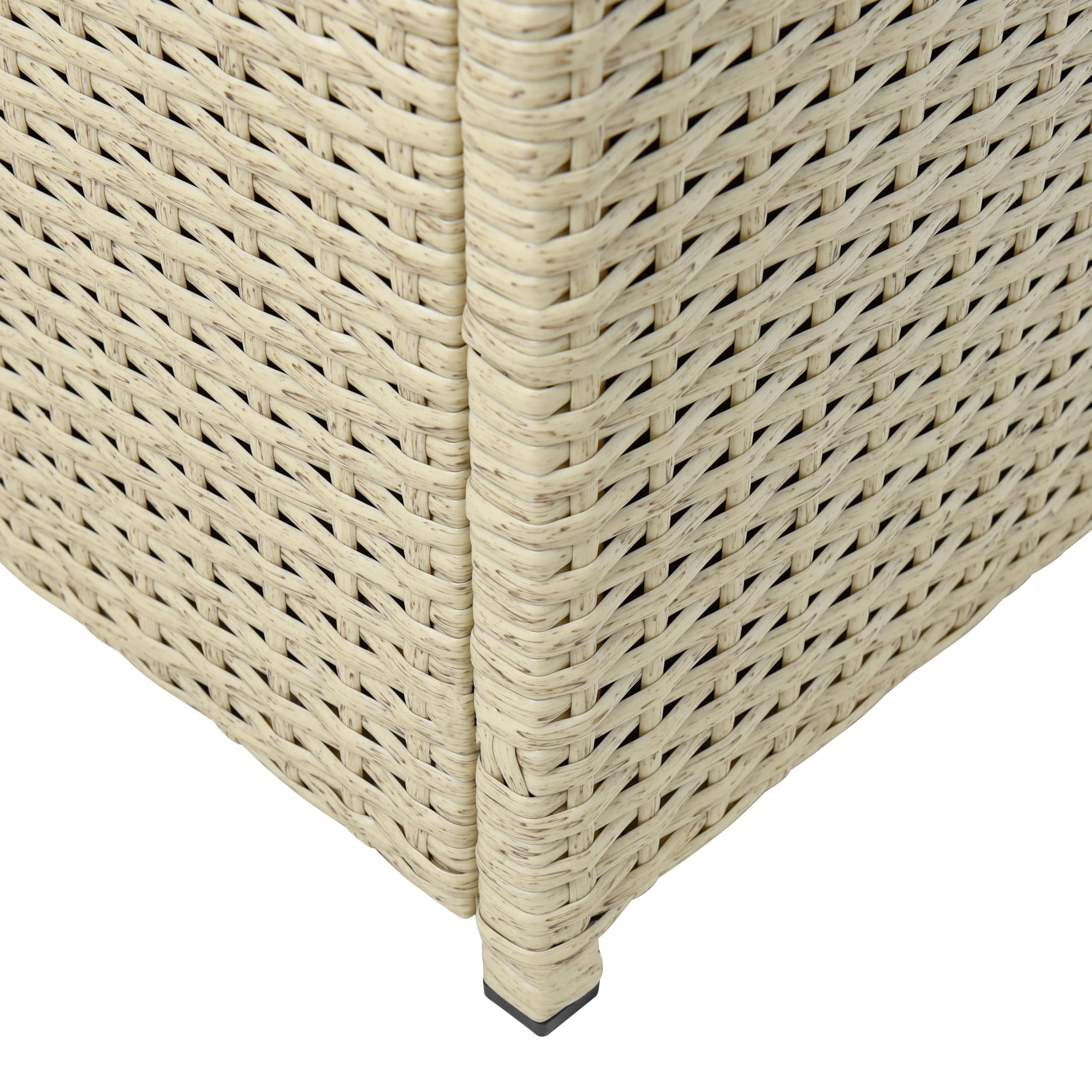 ESTEXO Polyrattan Gartenbank Sitzbank mit Auflagenbox Kissenbox Rattan Kissentruhe Bank mit Stauraum Beige