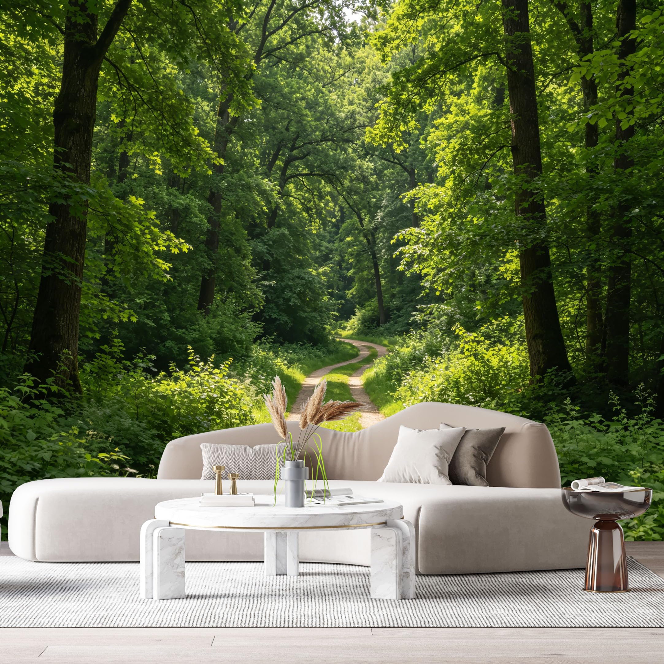 Custom Size Wall Murals Forest Path Landscape Botanical Green Trees Sunlight SelfAdhesive Wall Fabric Removable Large Wallpaper for Photo Living Room