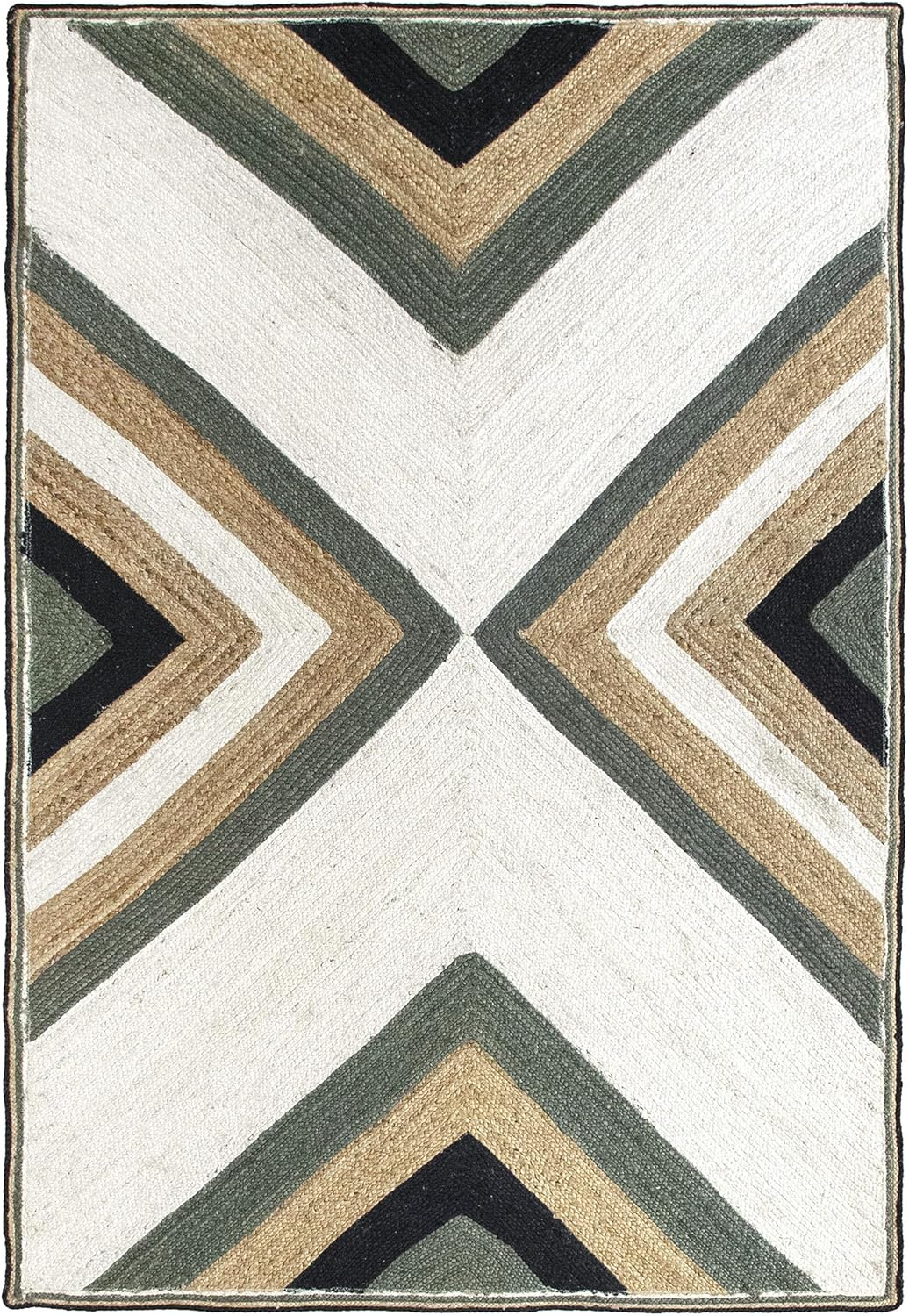 HAMID - Alfombra de Yute Mosaico - 100% Fibra de Yute Natural - Alfombra Suave - Tejida a Mano - Alfombra de Salón, Comedor, Dormitorio, Entrada (300x200cm)