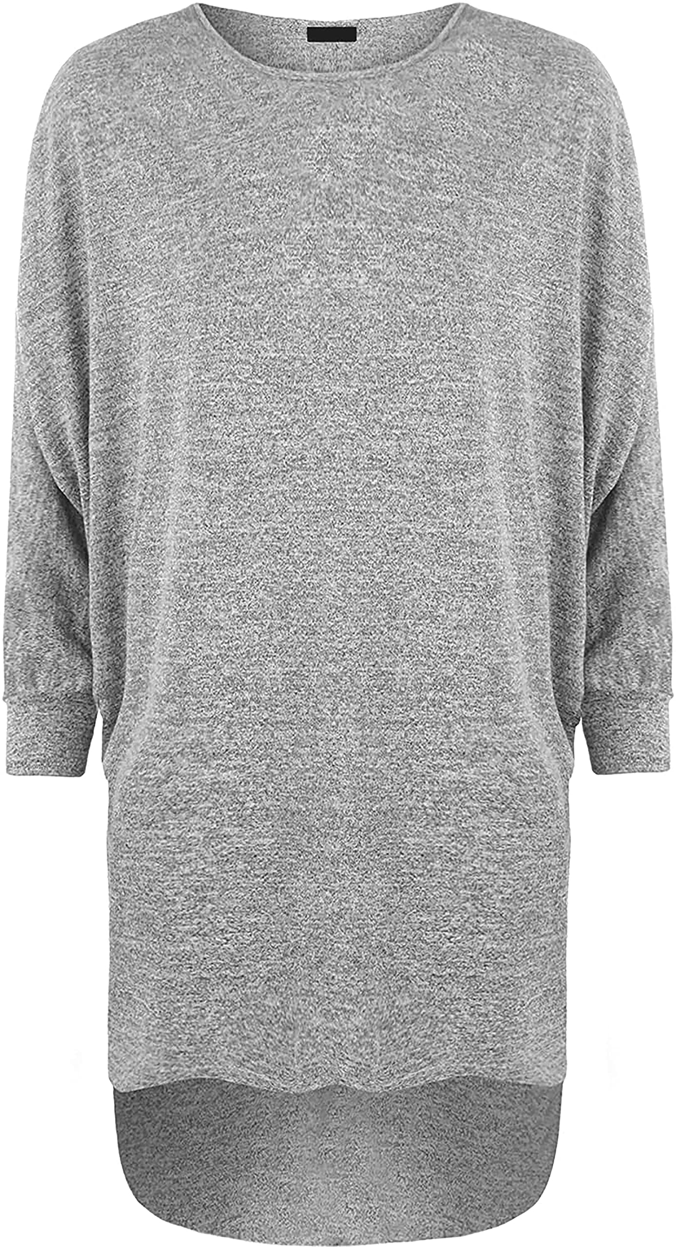 FAIRY TRENDZ LTD Womens Knit Plain Oversized Long Sleeve Top Ladies Batwing Dip Hem Baggy Top 8-26 (Dark Grey UK 20-22)