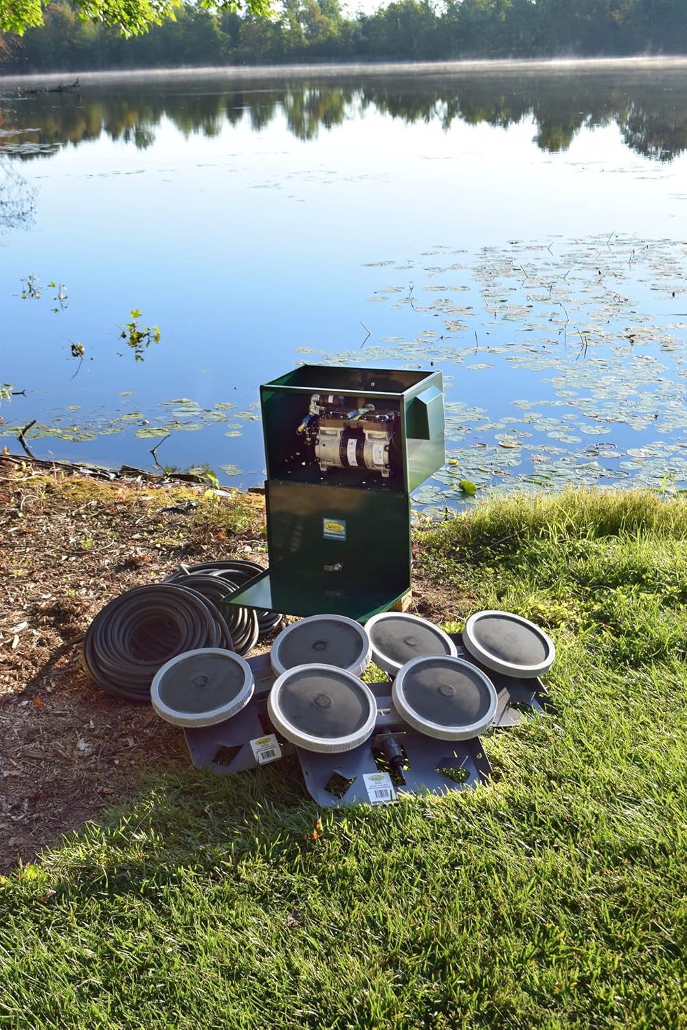 EasyPro PA66DP Sentinel Deluxe Pond Aeration System/Complete PA65W System with Post Mounted Cabinet / 1/2 hp Kit with 3 QS2 Dual Diffusers / 300' Quick Sink Tubing / 115 Volts