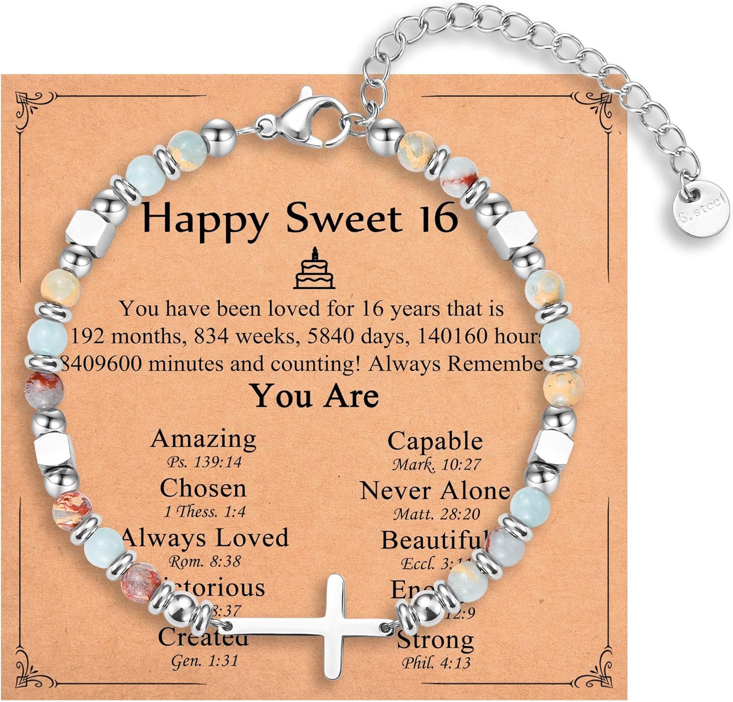 Christian Gifts for Women Girls, Religious Cross Bracelet, Birthday Christmas Easter Baptism Confirmation First Communion Valentines Day Graduation Gifts for Her