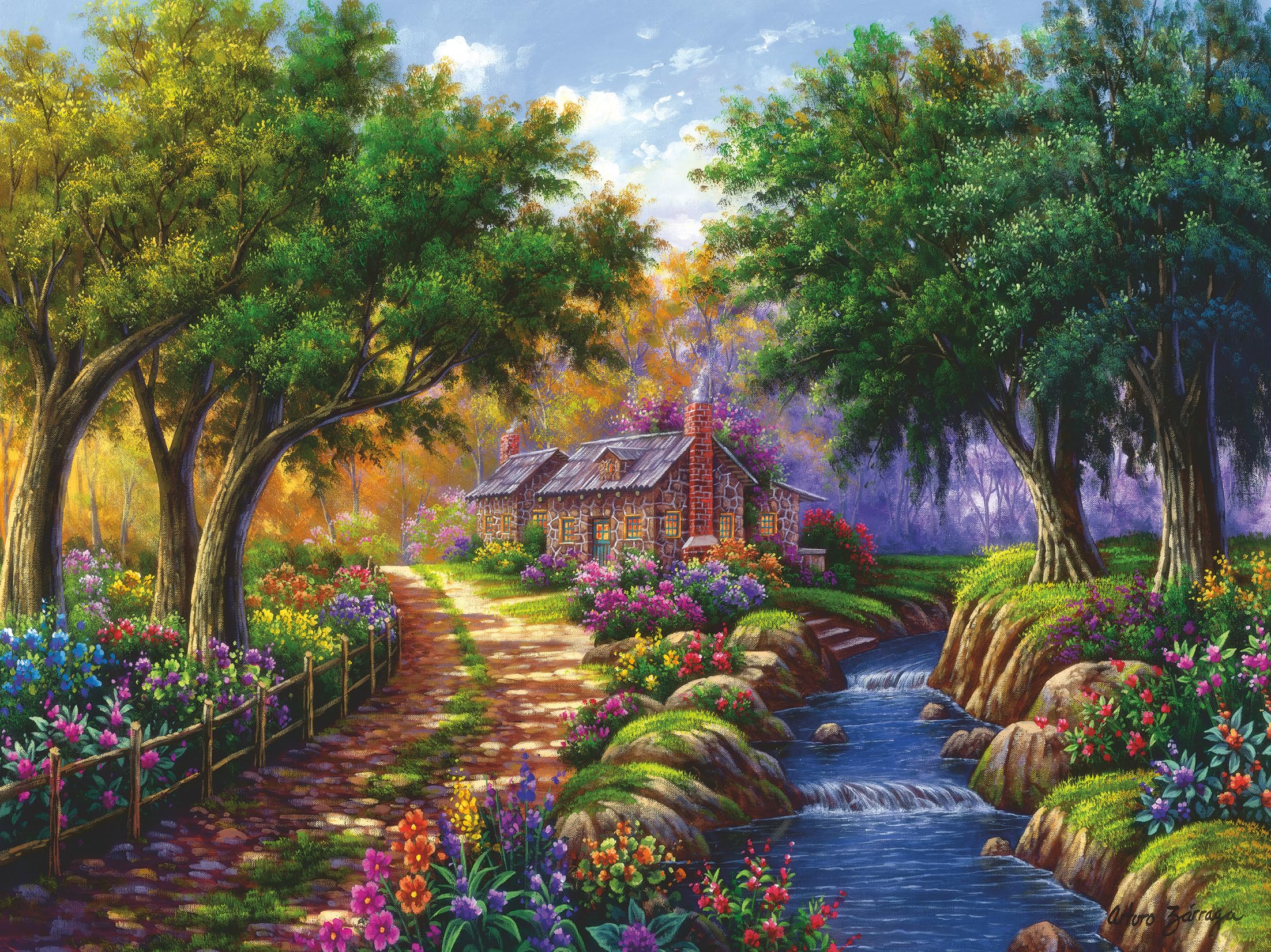 Ravensburger - Puzzle Adulte - Puzzle 1500 pièces - Cottage au Bord de la rivière - Adultes et Enfants à partir de 14 Ans - Puzzle de qualité supérieure 80x60cm - Paysage & Nature - 12000735