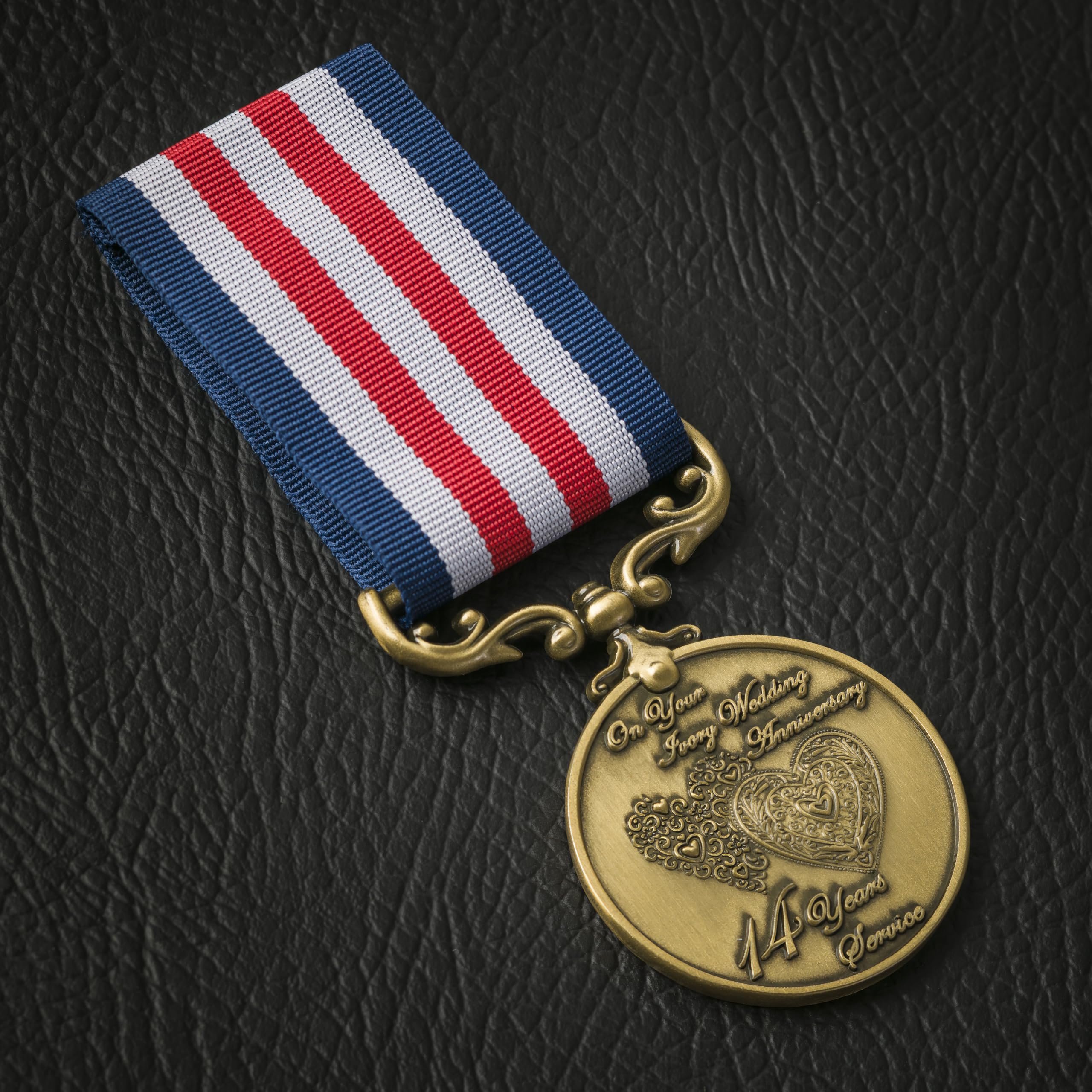 The Commemorative Coin Company Gold Your 14Th Ivory Wedding Anniversary Long Service/Bravery Medal. Gift For Couple Husband/Wife 14 Years Of Marriage