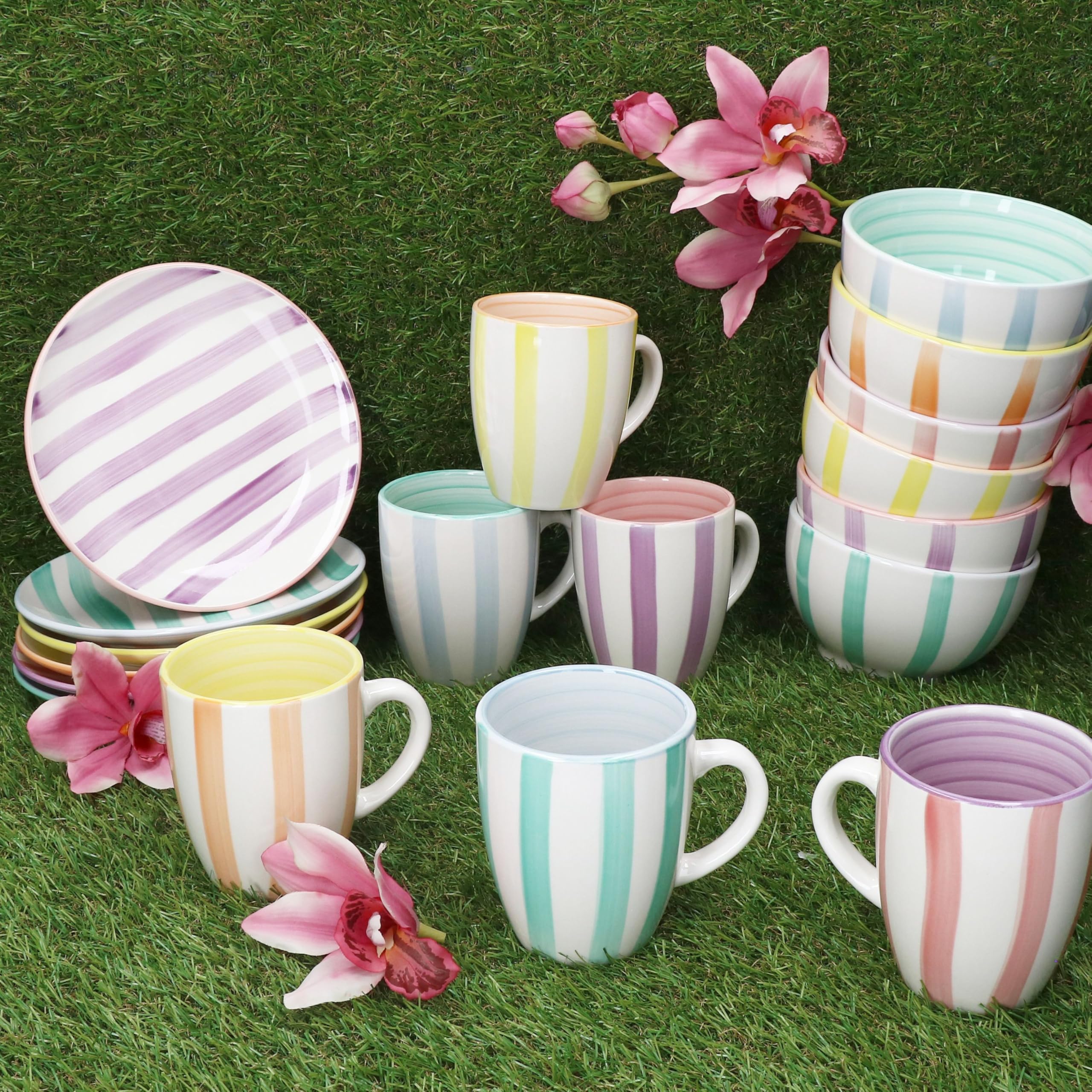 MamboCat Beach Pastello Stripes - Lot De 6 Bols à Snack Et à