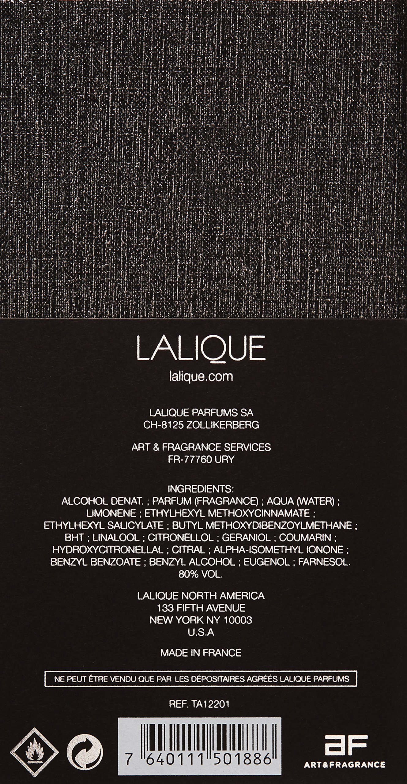 Lalique Eau de parfum pour homme 100 g