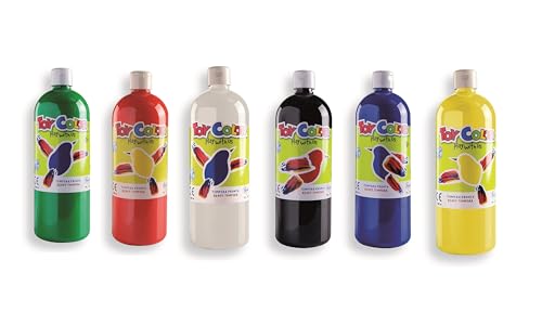 Craftplay Ready-Mix Paint | Pack of 6 Colours | 1 Litre Bottles | Artmix Paint | Toycolor
