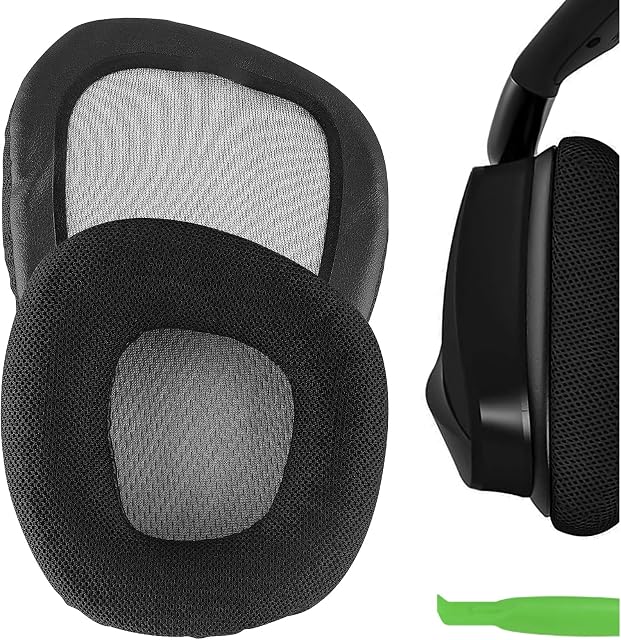 Geekria Comfort Mesh Fabric Replacement Ear Pads for Corsair VOID PRO, Void Pro RGB, Void Pro RGB SE, Void Elite, Void Elite RGB Headphones Ear Cushions, Headset Earpads, Ear Cups (Black/Grey)