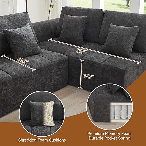 Miniatura 4 de Sofás modulares sin hueso de 140 pulgadas para sala de estar, sofá modular modular de nube comprimida, sofá moderno en forma de U de 9 plazas