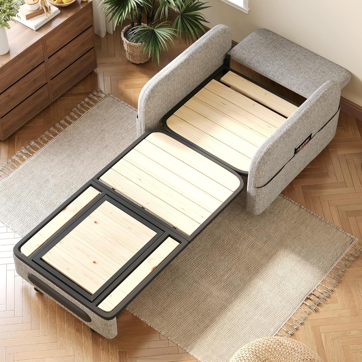 34.6" Pull Out Sofa Bed, Convertible Sleeper Sofa, 2-in-1 Couch Bed for Living Room & Small Spaces, RV Sofa Bed, Multi-Functional Folding Loveseat, Gray