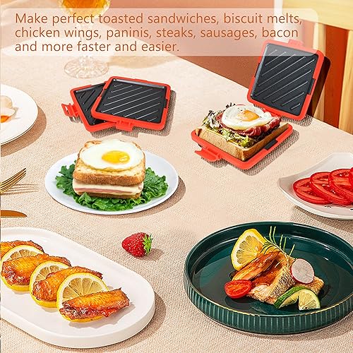 Miniatura 2 de Toastie - Máquina de sándwiches para microondas, tostadora pequeña y versátil, fácil de limpiar y almacenar, perfecta para cocinar desayunos, queso