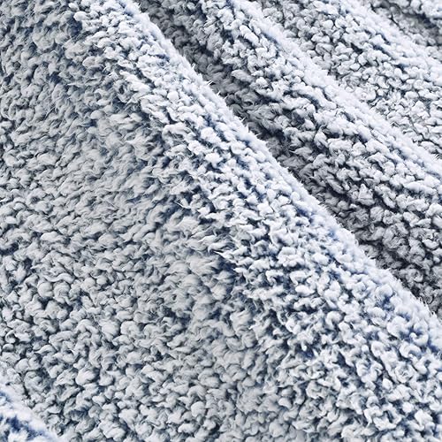 Lush Decor Manta Sherpa con flecos y borlas, 60 x 50 pulgadas, color azul marino