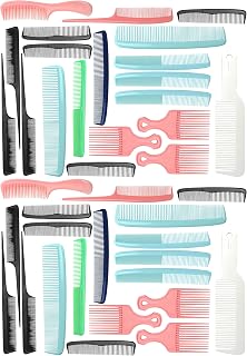 Iconikal 40-Piece Unbreakable Designer Hair Combs Set - Wet & Dry Bulk Assortment, Made in USA, Portable & Durable